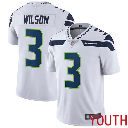 Seattle Seahawks Limited White Youth Russell Wilson Road Jersey NFL Football #3 Vapor Untouchable->youth nfl jersey->Youth Jersey